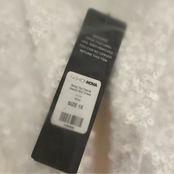 Fashion Nova Bring The Drama Silver Sequin Midi Dress 1X - Picture 3 of 9